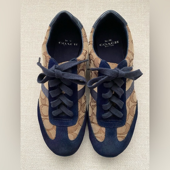 Coach Kelson trainers 6.5 Beige/Navy preowned - Picture 1 of 8